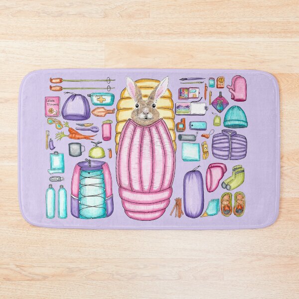 Item preview, Rabbit Backpacking Gear Spread Purple Background designed and sold by Sockstomistic.