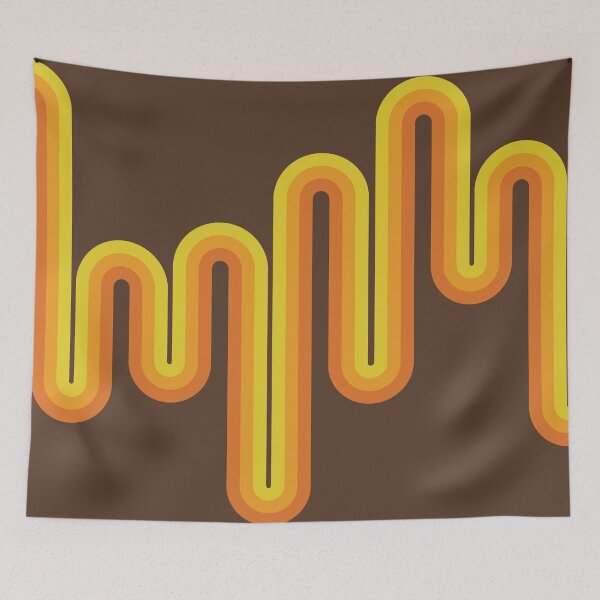 Item preview, Retro 70s Aesthetic Supergraphic Stripes in Yellow Orange and Brown designed and sold by MadfishDesigns.