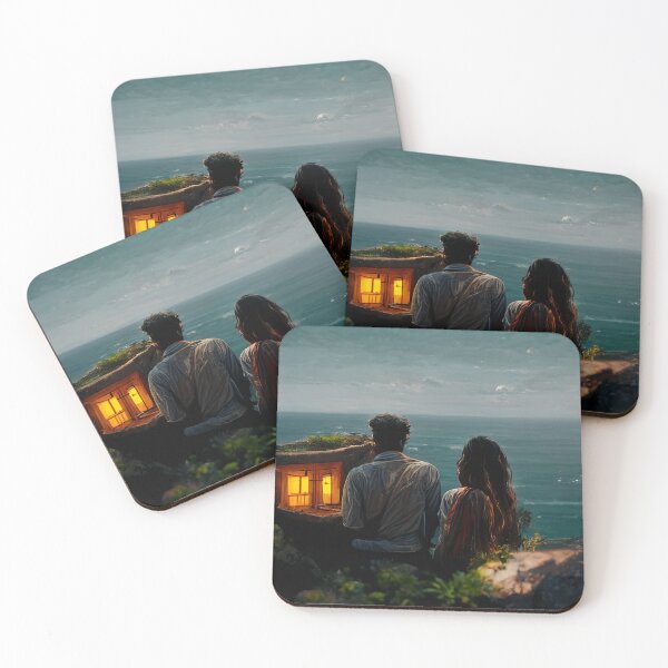 Item preview, Couple by hillside home - Illustration designed and sold by jibin-thomas.