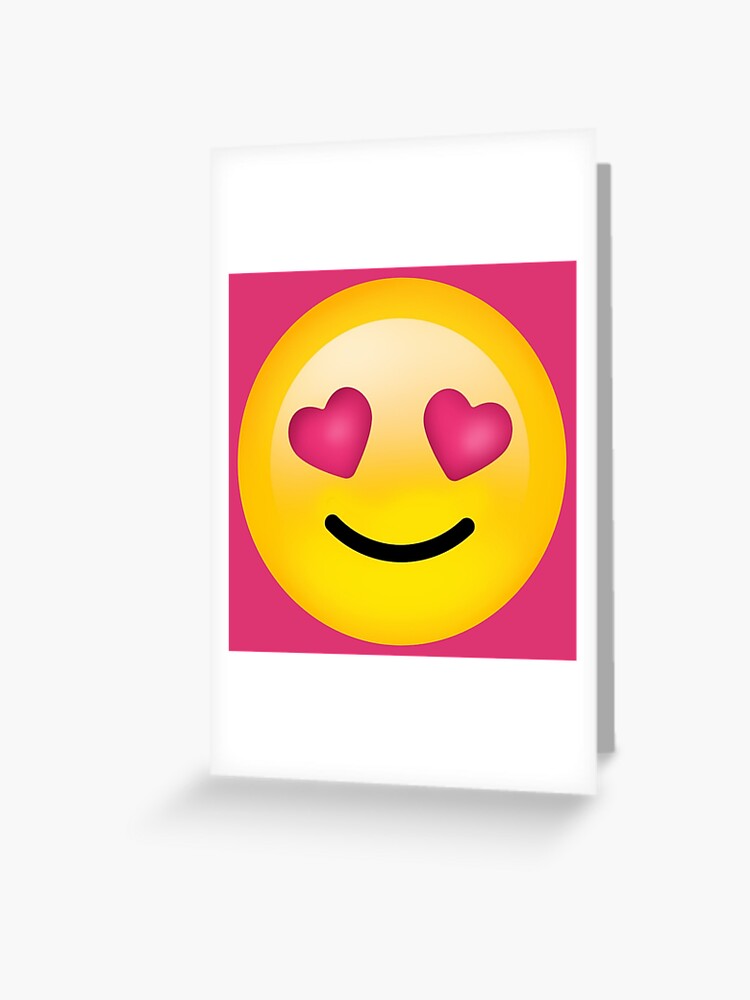 Carte De Vœux Yeux De Coeur Smiley Face Par Gossiprag Redbubble