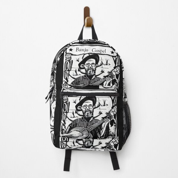 Item preview, Banjo Gospel IIlustration Black on White, Hipster Banjo Playing Preacher designed and sold by Vintage Hustle.