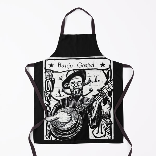 Item preview, Banjo Gospel IIlustration Black on White, Hipster Banjo Playing Preacher designed and sold by Vintage Hustle.
