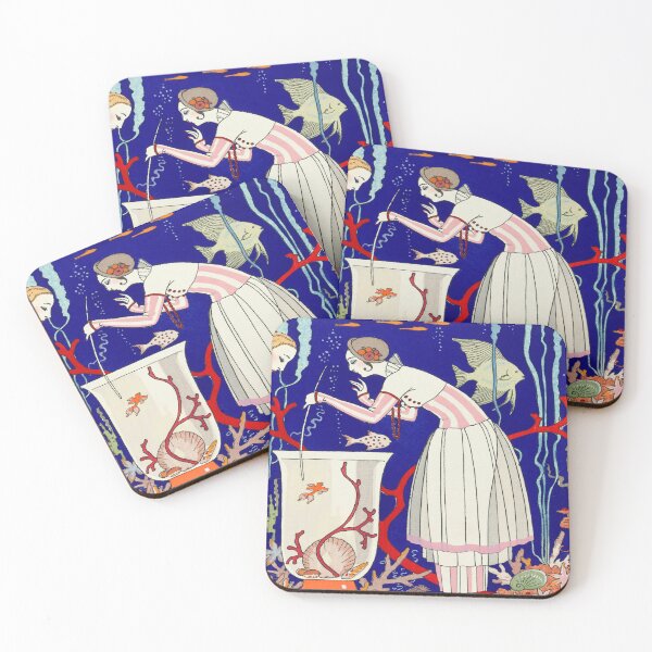 Artikelvorschau, Ein atemberaubendes kleines Fisch-Sommerkleid - Vintage Art Deco Modeillustration von George Barbier entworfen und verkauft von Tamas Das.