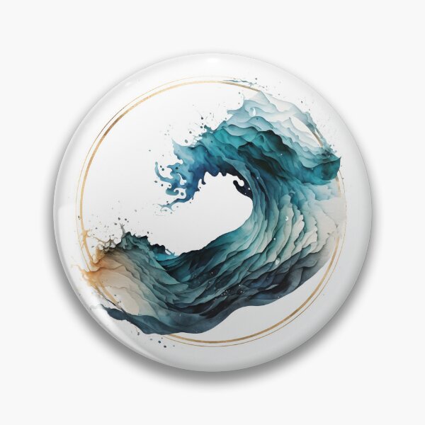 Item preview, Minimalistic ocean waves watercolor emblem designed and sold by dvoevnore.