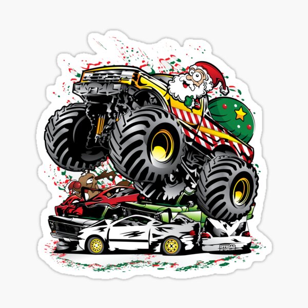 Aperçu de l'œuvre Monster Truck Père Noël Ugly Christmas Stunt créée et vendue par offroadstyles.