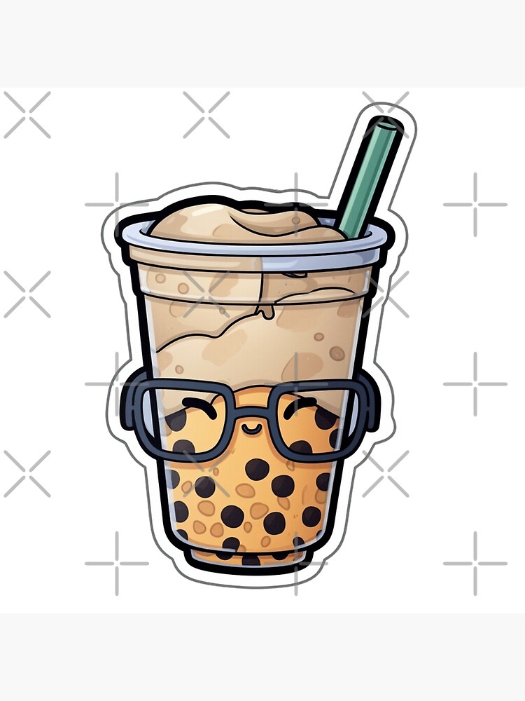 Boba milk tea with glasses Art Board Print for Sale by c4k5llc