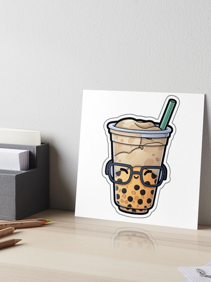 Boba milk tea with glasses Art Board Print for Sale by c4k5llc