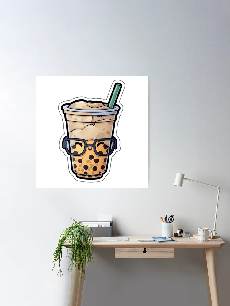 Boba milk tea with glasses Art Board Print for Sale by c4k5llc