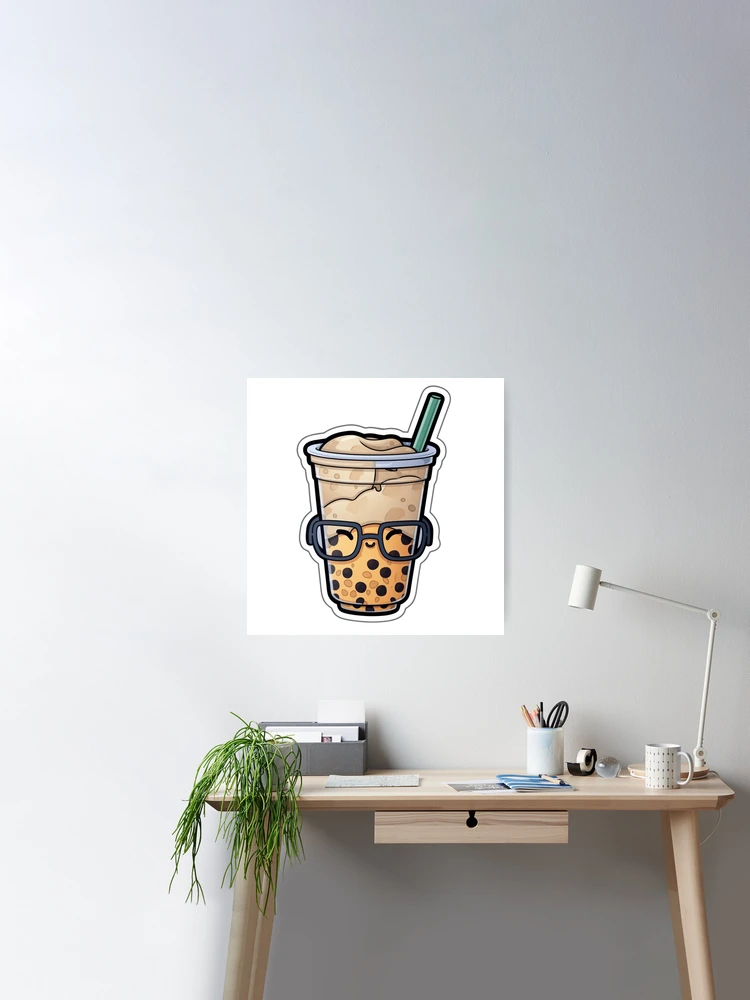 Boba milk tea with glasses Poster for Sale by c4k5llc