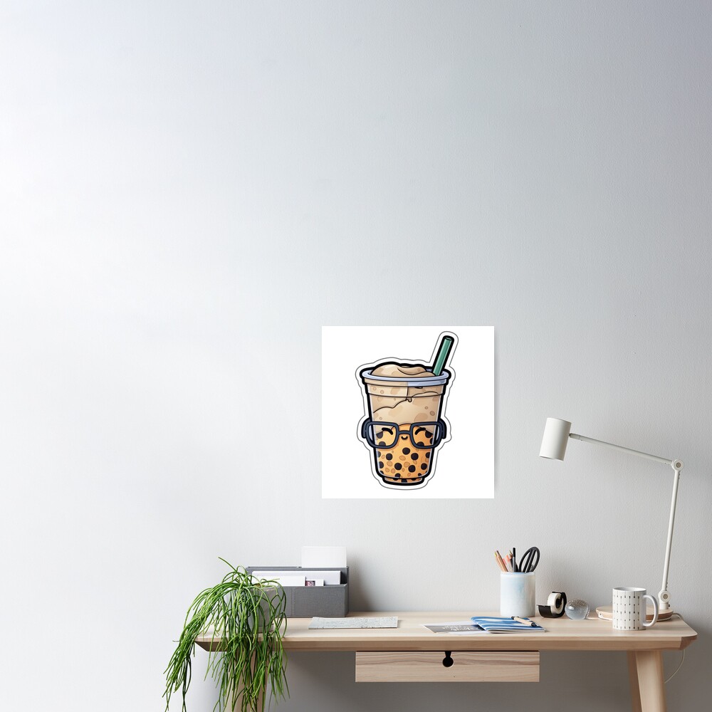 Boba milk tea with glasses Art Board Print for Sale by c4k5llc