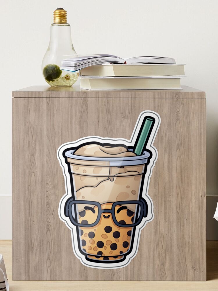 Boba milk tea with glasses Art Board Print for Sale by c4k5llc