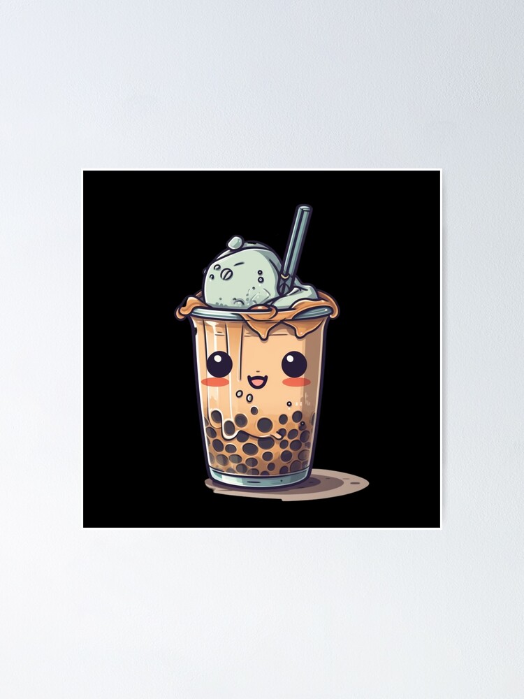 Boba milk tea with glasses Sticker for Sale by c4k5llc