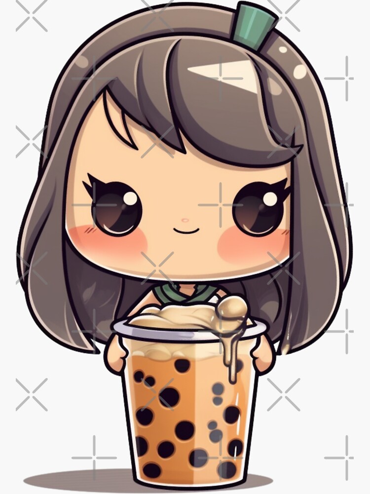 Boba milk tea with glasses Sticker for Sale by c4k5llc