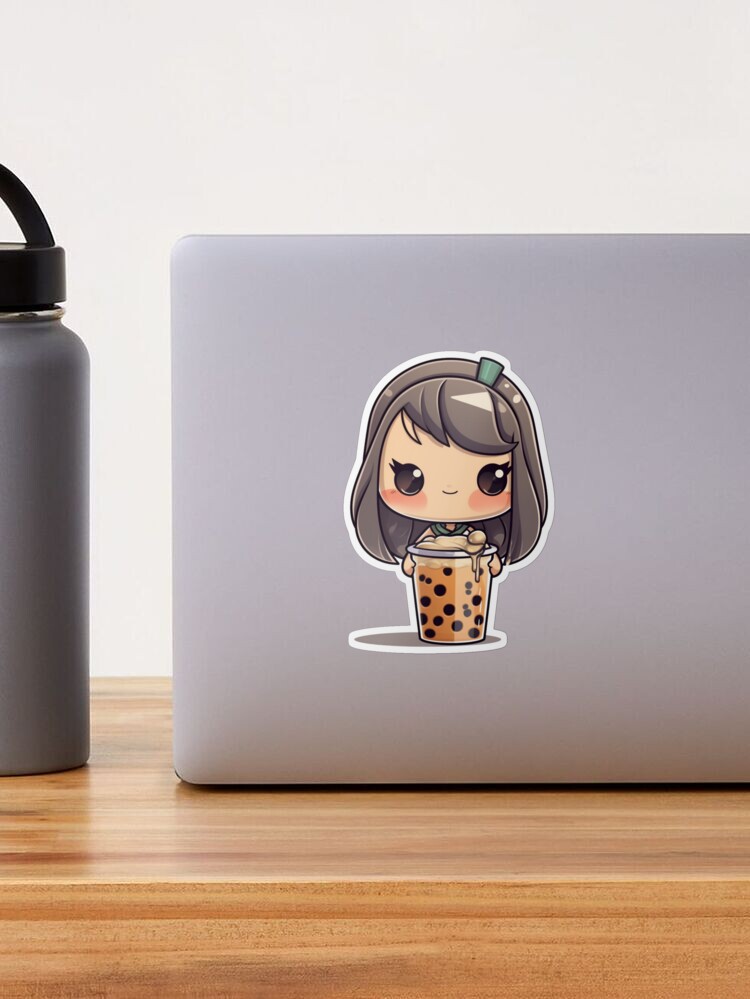 Cute Boba milk tea Girl Kawaii Chibi Style Sticker for Sale by