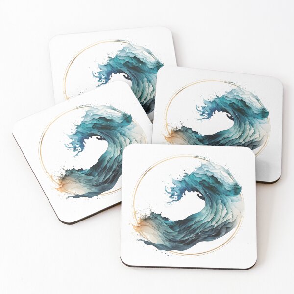 Item preview, Minimalistic ocean waves watercolor emblem designed and sold by dvoevnore.