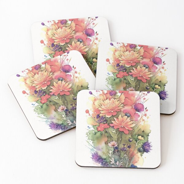 Item preview, Watercolor Painting of Wild Flowers in painterly watercolor style designed and sold by VarnaChitra.