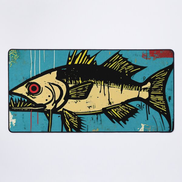 Item preview, Largemouth Bass in Yellow and Blue Neo-Expressionist Painting designed and sold by WalterWhatFace.