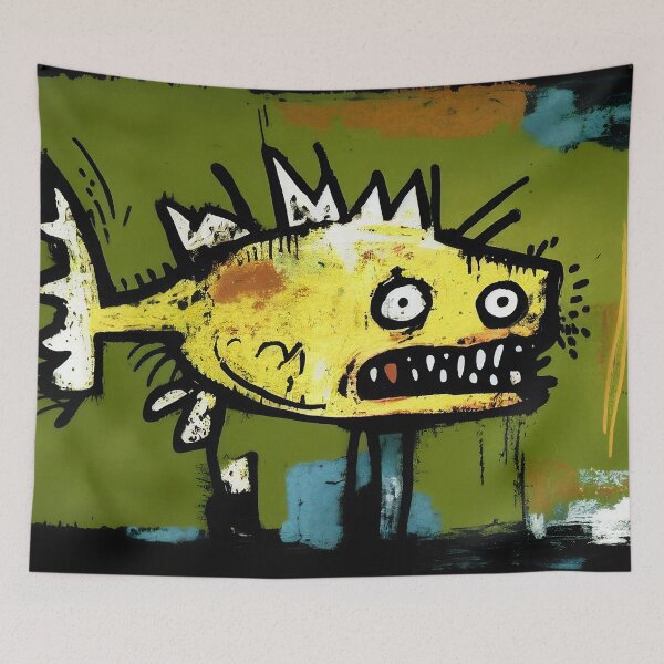 Item preview, Vibrant Puffer Fish in Yellow and Green Neo-Expressionist Painting designed and sold by WalterWhatFace.