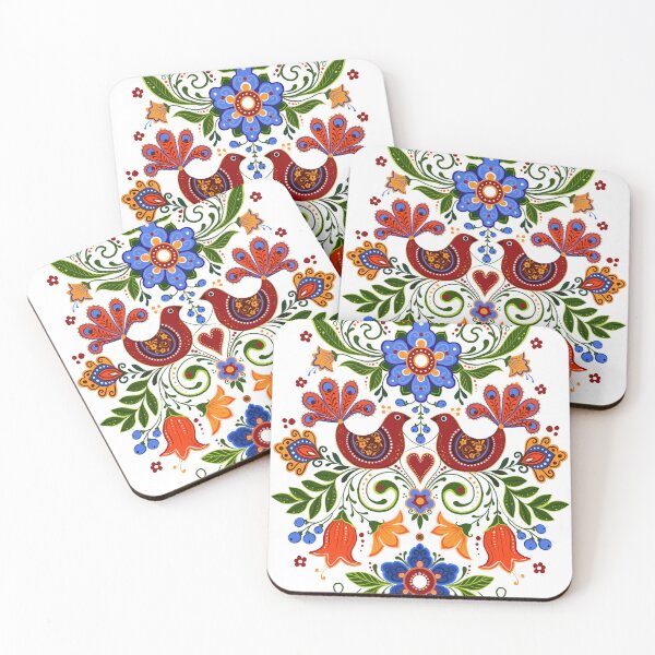Item preview, folk birds and flowers designed and sold by Hennagirl.