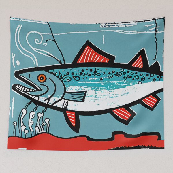 Item preview, Blue Salmon in Neo-Expressionist Style Painting designed and sold by WalterWhatFace.