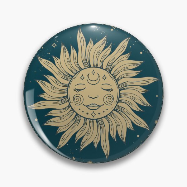Item preview, Astrology Balance: Hand Drawn Sun and Zodiac Pattern on Dark Background designed and sold by MerakiAndArt.