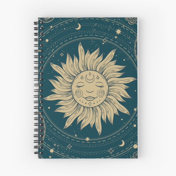 Item preview, Astrology Balance: Hand Drawn Sun and Zodiac Pattern on Dark Background designed and sold by MerakiAndArt.