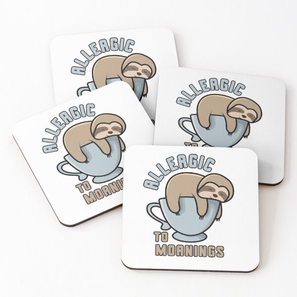 Item preview, Allergic to Mornings - Cute Kawaii Sloth Sleeping on a Cup of Coffee designed and sold by Rhu Creations.