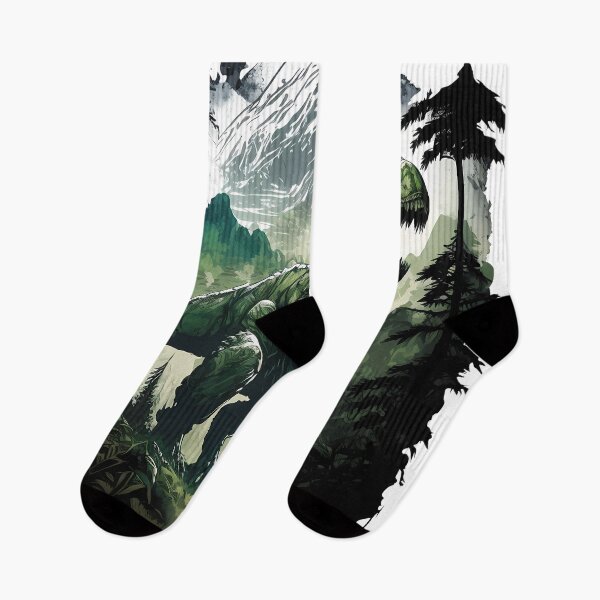 Item preview, Dinosaurs and green forest with mountain views designed and sold by deluxelion.