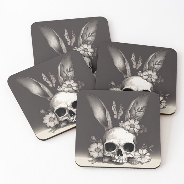 Item preview, Skull with bunny ears drawing designed and sold by EmeraldeaArt.