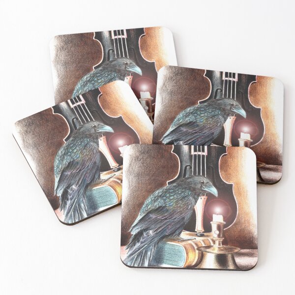 Item preview, Watercolor raven on a book, with candlestick designed and sold by MaryWatercolor.