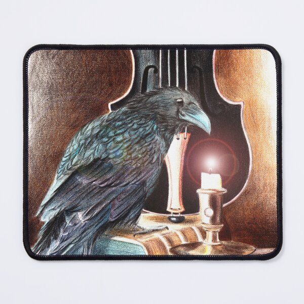 Item preview, Watercolor raven on a book, with candlestick designed and sold by MaryWatercolor.