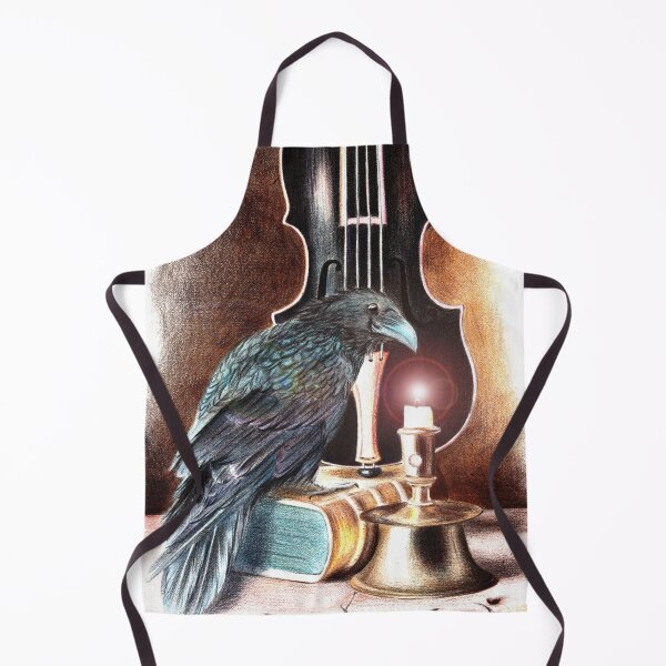 Item preview, Watercolor raven on a book, with candlestick designed and sold by MaryWatercolor.