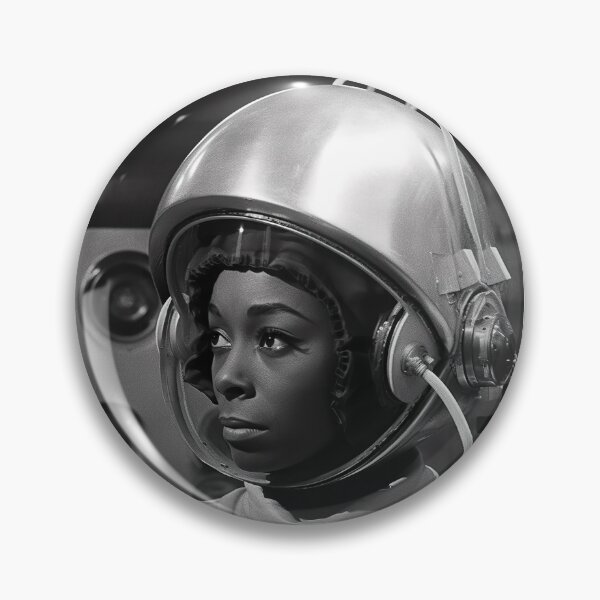 Item preview, Retro Futuristic Space Age Black Woman in spacesuit  designed and sold by FuturistMe.