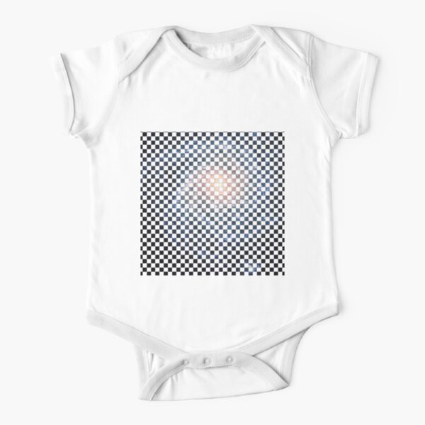 Box Painted as a Checkerboard and #Galaxy #SpiralGalaxy #MilkyWay, Astronomy, Cosmology, AstroPhysics, Universe Short Sleeve Baby One-Piece