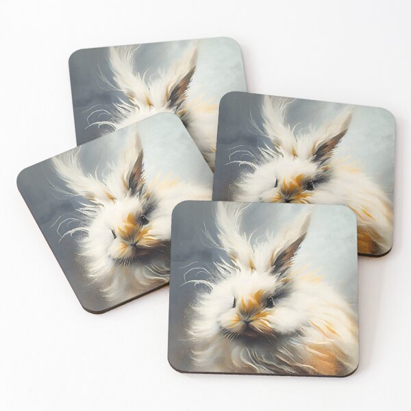 Item preview, Fluffy White Lionhead Bunny Abstract Portrait designed and sold by triplethedot.