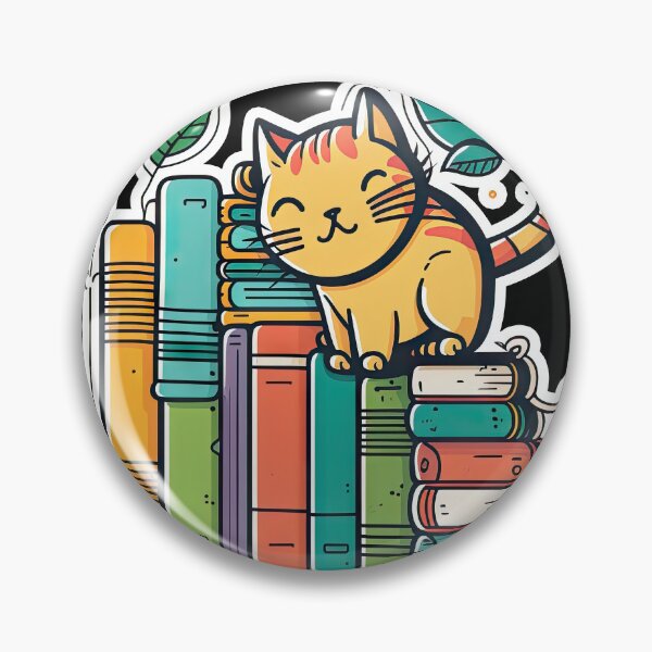 Item preview, Playful Uwu Cat in a Tower of Books designed and sold by DHNY.