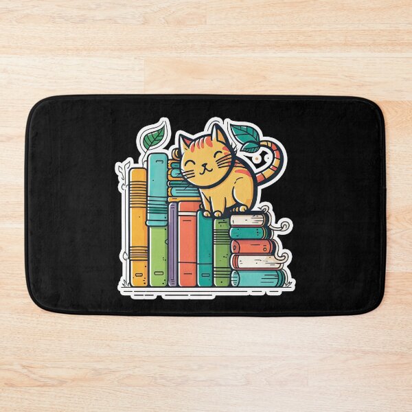 Item preview, Playful Uwu Cat in a Tower of Books designed and sold by DHNY.