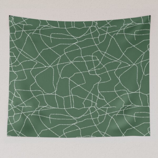 Item preview, Modern minimalist White and Dull Green line art abstract seamless pattern designed and sold by Thilaniz.