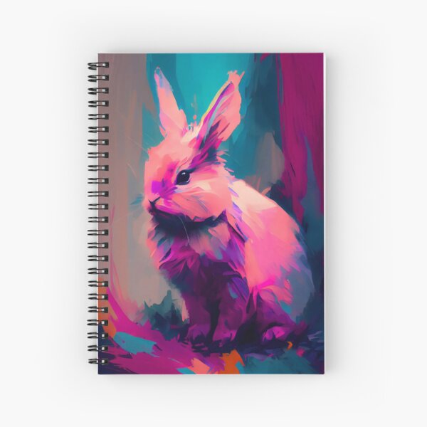 Tiny Pink Bunny Abstract Portrait Spiral Notebook