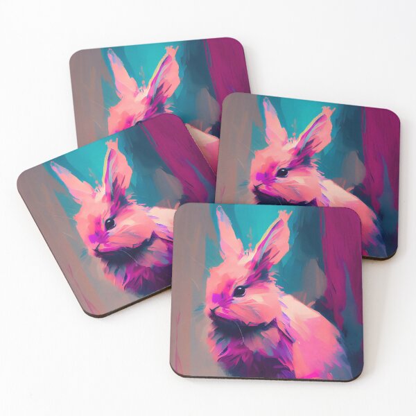 Item preview, Tiny Pink Bunny Abstract Portrait designed and sold by triplethedot.