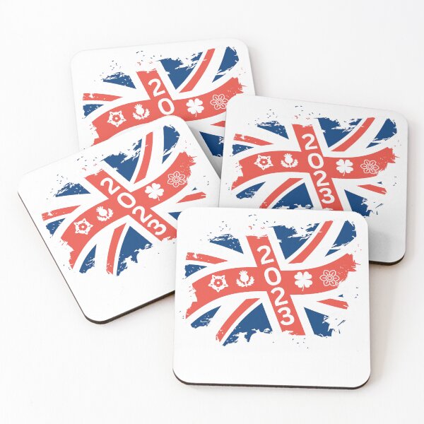 Item preview, King Charles Coronation 2023 Distressed Union Jack the flora of the four nations of the United Kingdom designed and sold by selfesteeem.