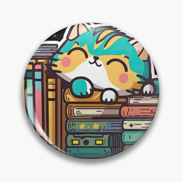 Item preview, Curious Uwu Cat Amidst Stacks of Books designed and sold by DHNY.