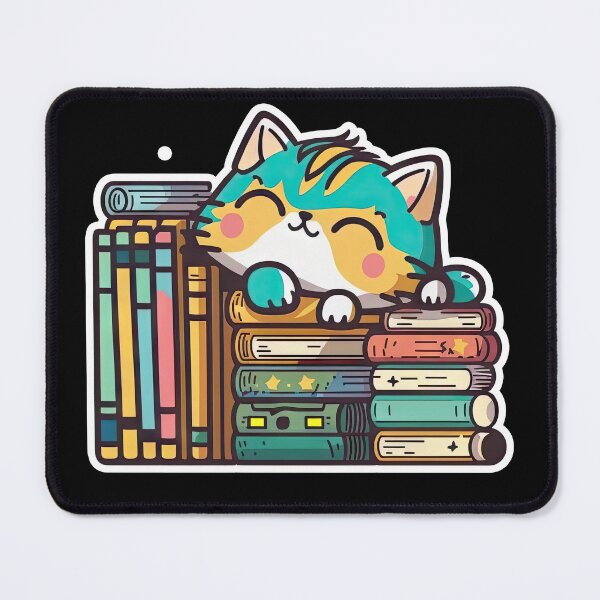 Item preview, Curious Uwu Cat Amidst Stacks of Books designed and sold by DHNY.