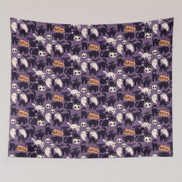 Item preview, Cute spooky halloween black cats pattern  designed and sold by Yarafantasyart.