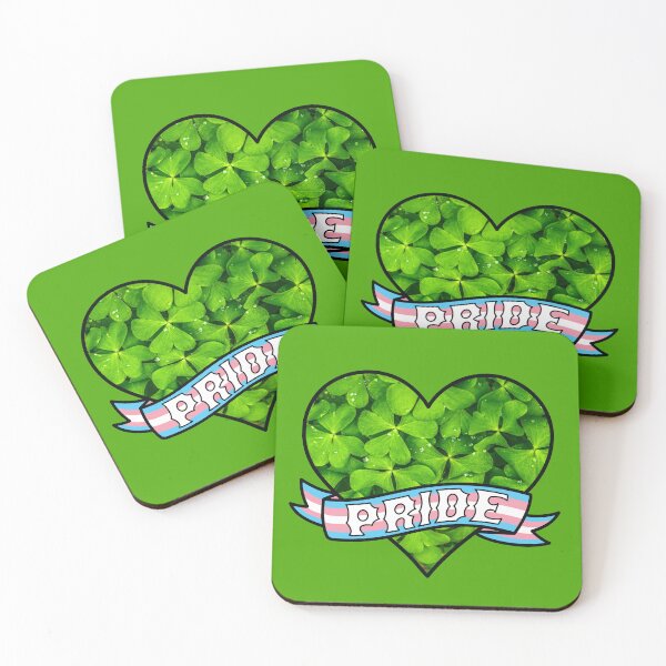 Item preview, Trans Pride Green Clover Heart Banner designed and sold by ArtliciousHUMAN.