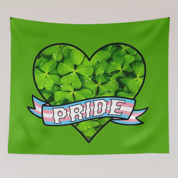 Item preview, Trans Pride Green Clover Heart Banner designed and sold by ArtliciousHUMAN.