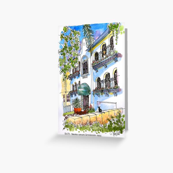 Hollywood Mission Style House. Manly Australia Greeting Card