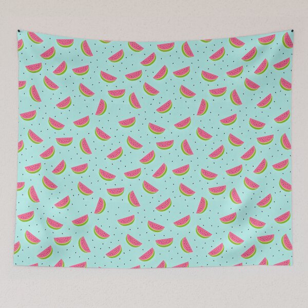 Item preview, Watermelon Pattern, Watermelon slices in on a light blue background designed and sold by graphic-genie.