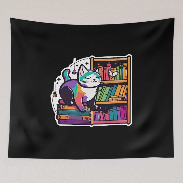 Item preview, Whimsical Feline Adventure on the Bookshelf designed and sold by DHNY.
