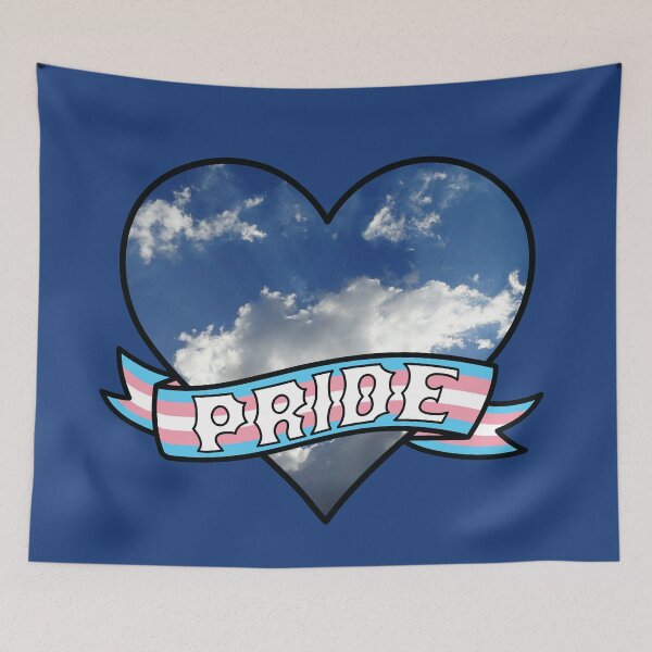 Item preview, Trans Pride Blue Sky Clouds Heart Banner designed and sold by ArtliciousHUMAN.